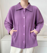HEYFANCYSTYLE Luxury Japanese Pleats Plisse Jacket for Older Women